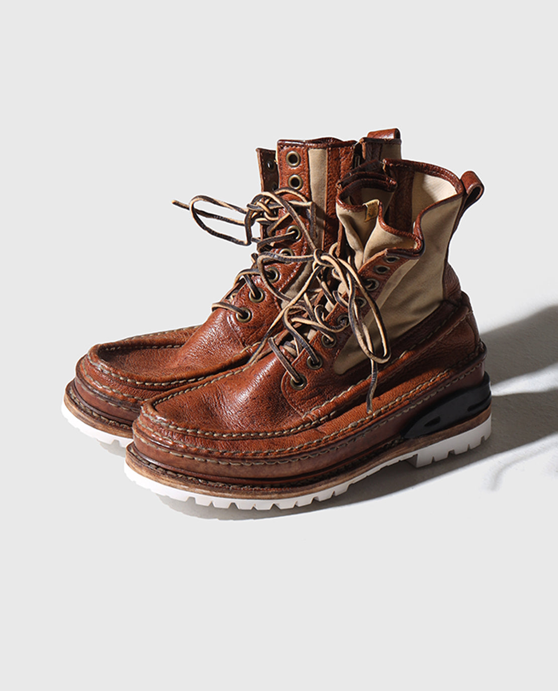 Visvim Grizzly Boot resole (with real leather detail recreation with white Vibram resole)